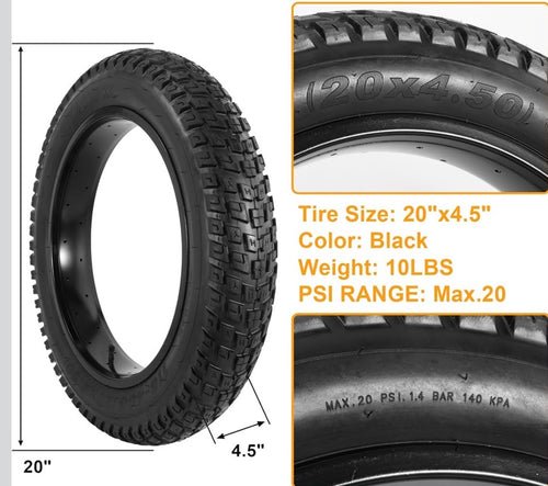 20x4.5 in tires (comes in 2 with tube)