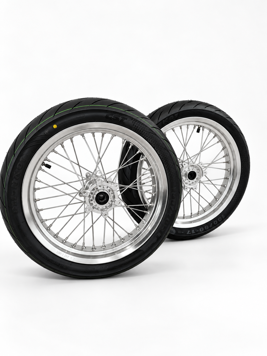 Surron Ultra Bee | Chrome Supermoto Wheel Kit | 17-Inch — 3-Week Preorder