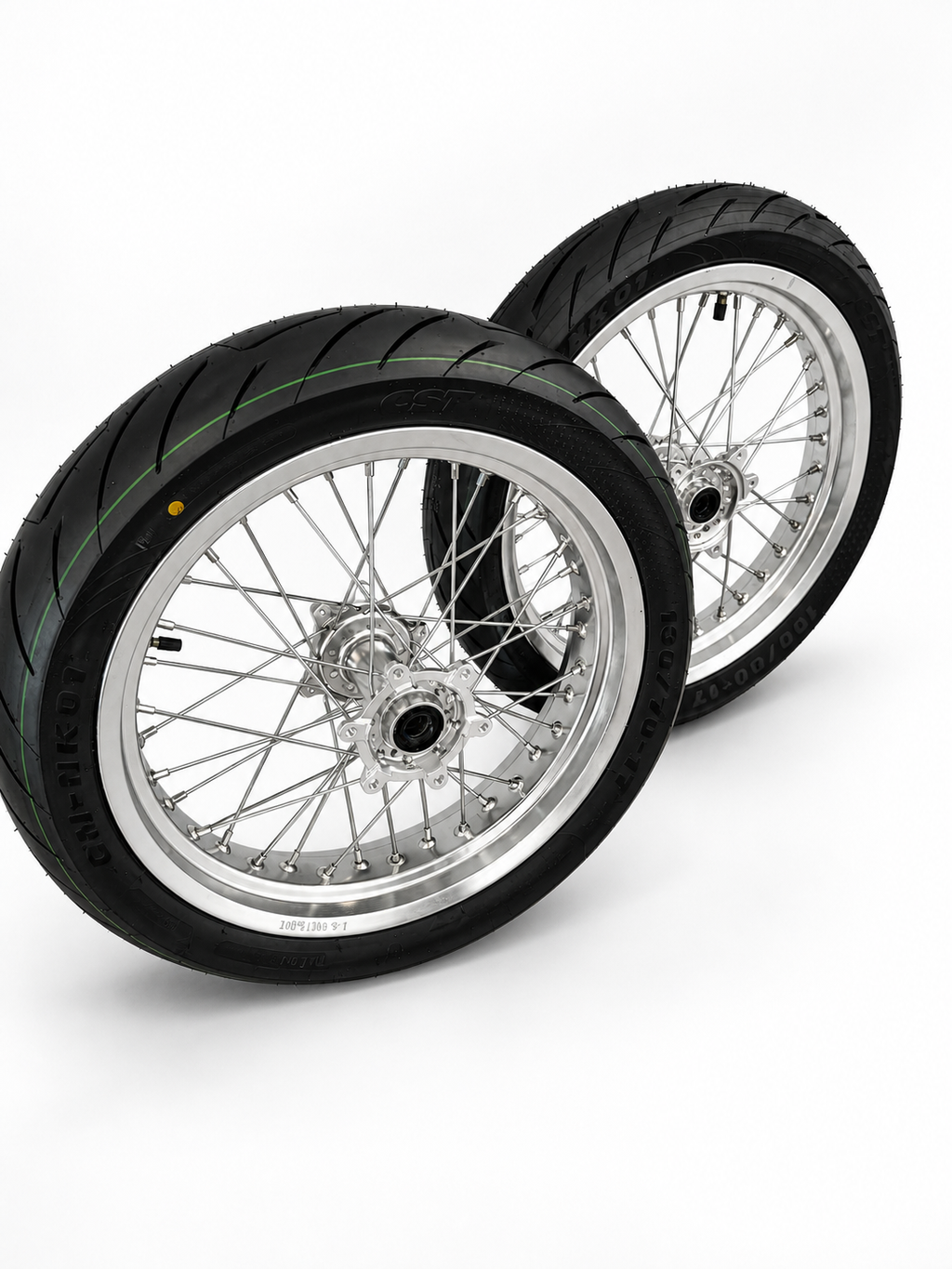 Surron Ultra Bee | Chrome Supermoto Wheel Kit | 17-Inch — 3-Week Preorder