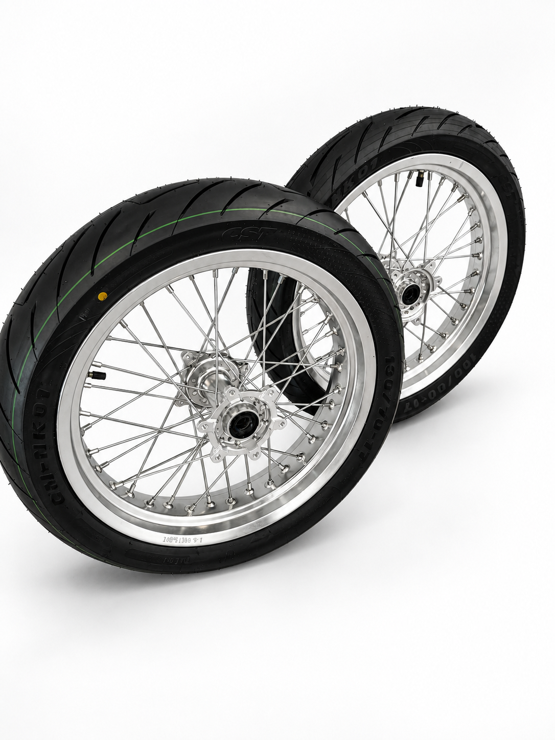 Surron Ultra Bee | Chrome Supermoto Wheel Kit | 17-Inch — 3-Week Preorder