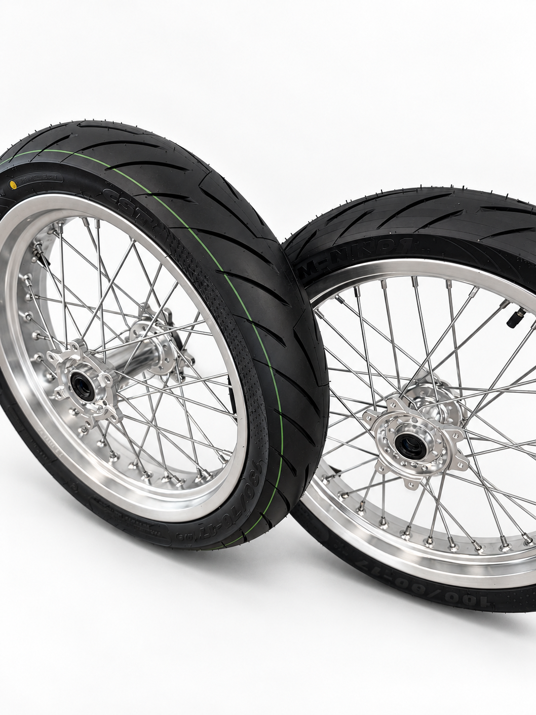 Surron Ultra Bee | Chrome Supermoto Wheel Kit | 17-Inch — 3-Week Preorder