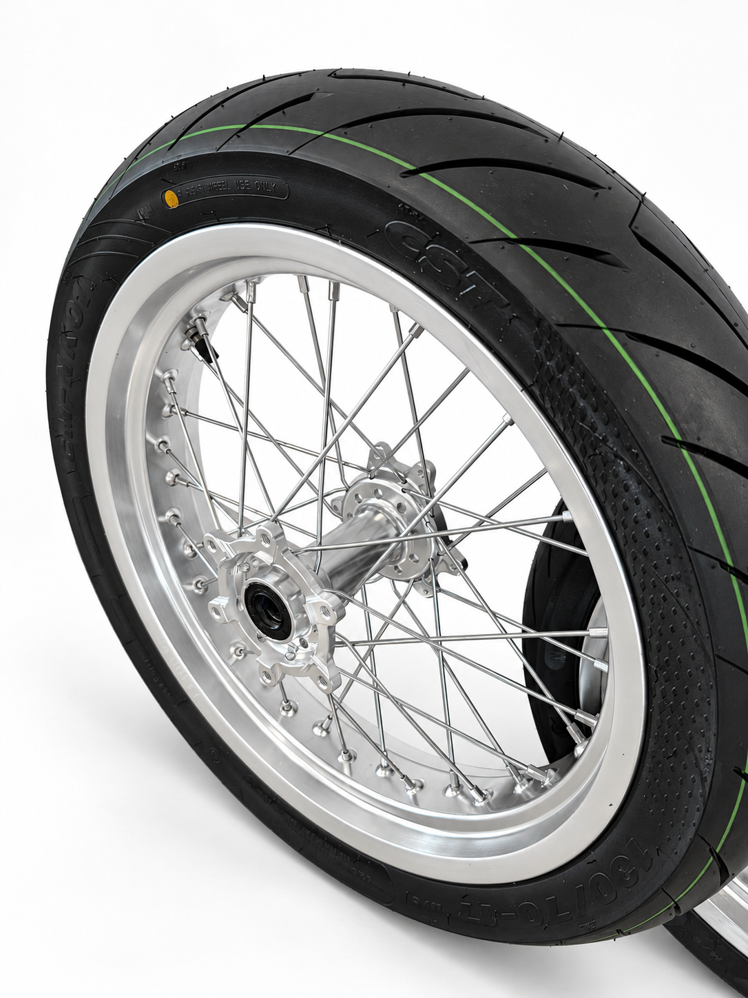 Surron Ultra Bee | Chrome Supermoto Wheel Kit | 17-Inch — 3-Week Preorder