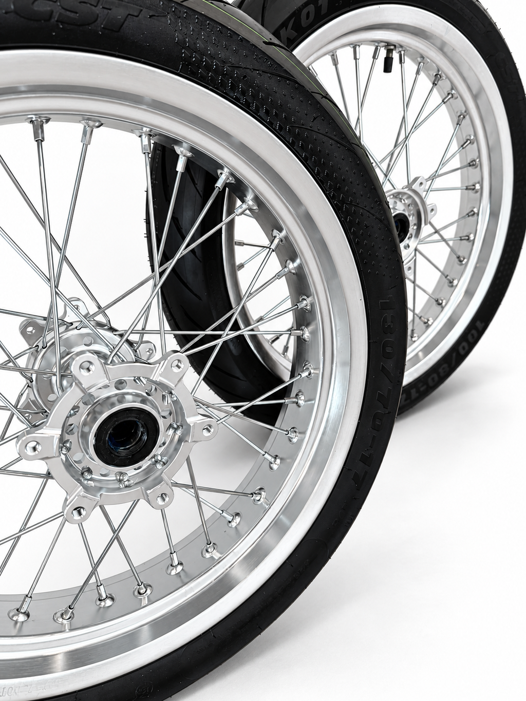 Surron Ultra Bee | Chrome Supermoto Wheel Kit | 17-Inch — 3-Week Preorder