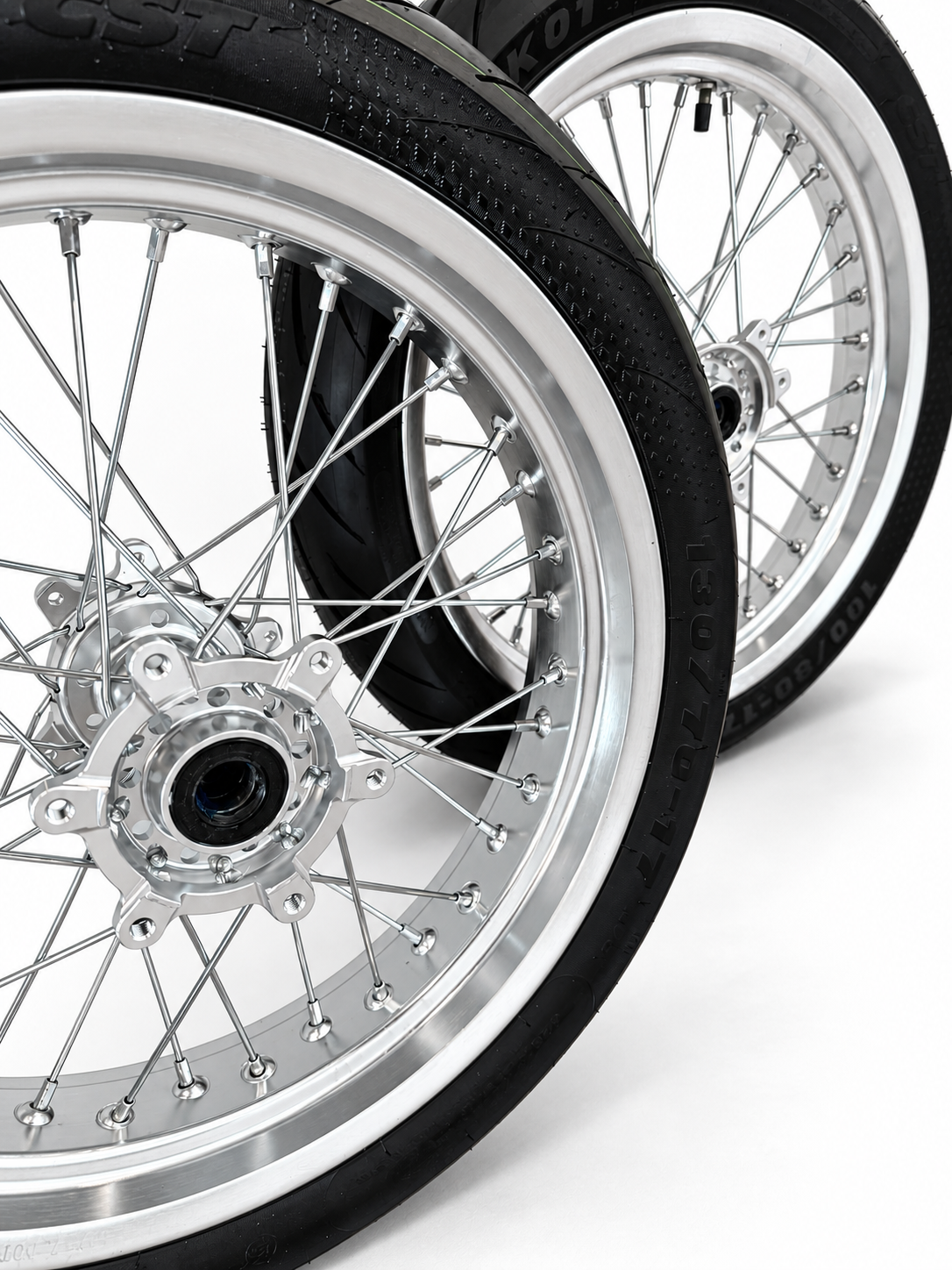 Surron Ultra Bee | Chrome Supermoto Wheel Kit | 17-Inch — 3-Week Preorder